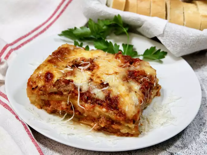 finished slice of lasagna